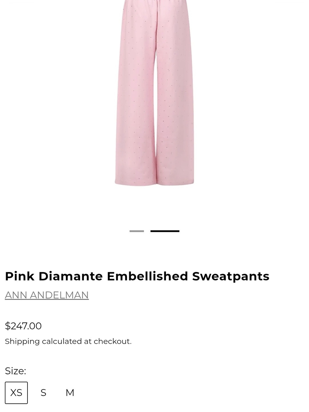 Ann Andelman Pink Diamante Embellished Sweatpants wide-leg lounge pants 36 New